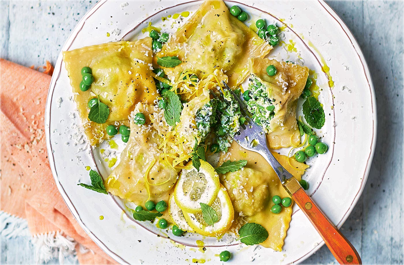 Read more about the article Ricotta, pea and mint ravioli